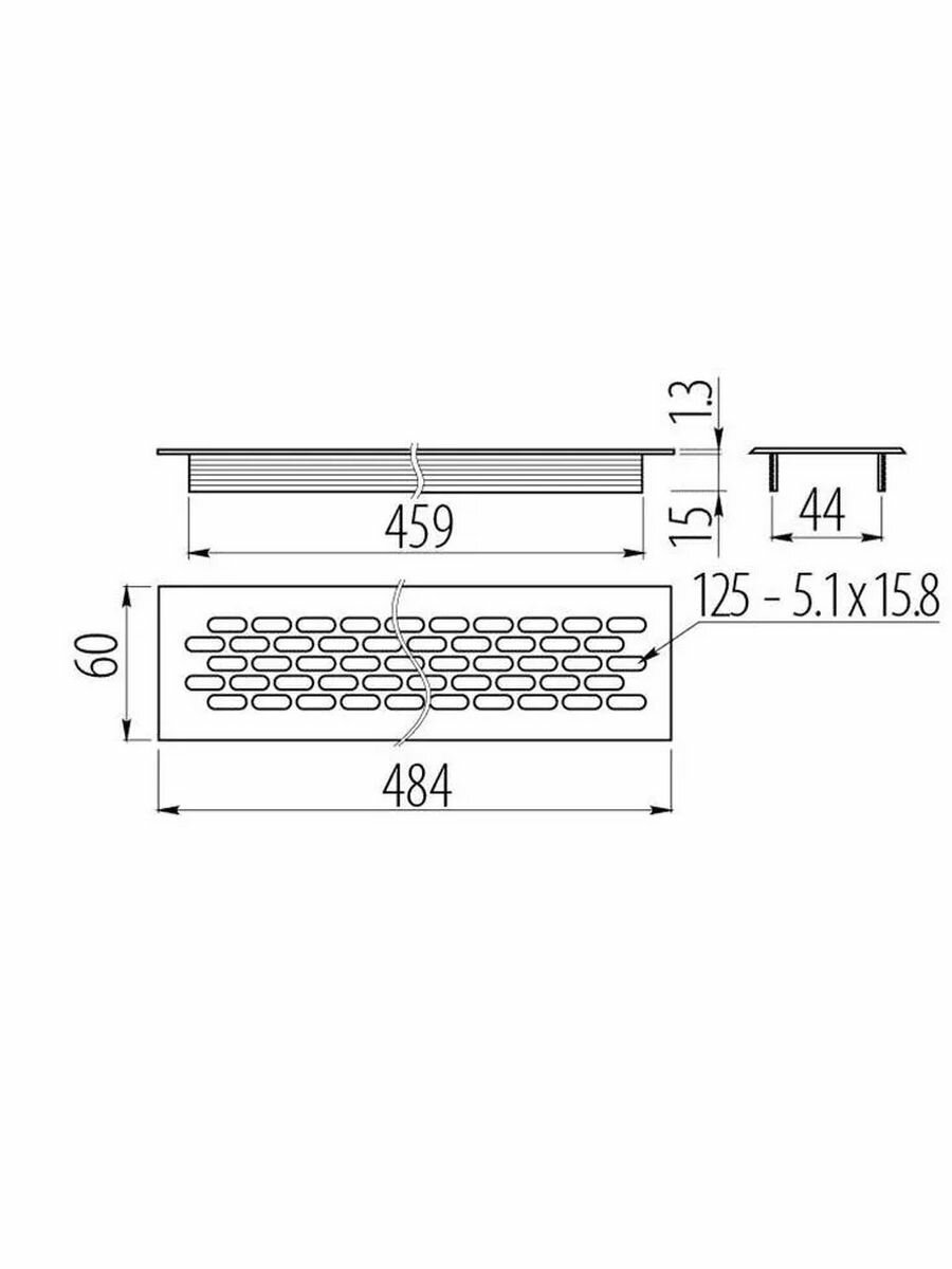 Решетка вентиляционная 484х60 мм, шлифованная сталь - фотография № 3