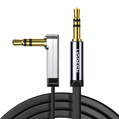 Кабель угловой UGREEN AV119 (10729) 3.5mm Male to 3.5mm Male Straigth to angle flat Cable. Длина: 5м. Цвет: черный notebook cable ide female to male hard drive 44pin parallel port to hard disk extension flexible flat cable