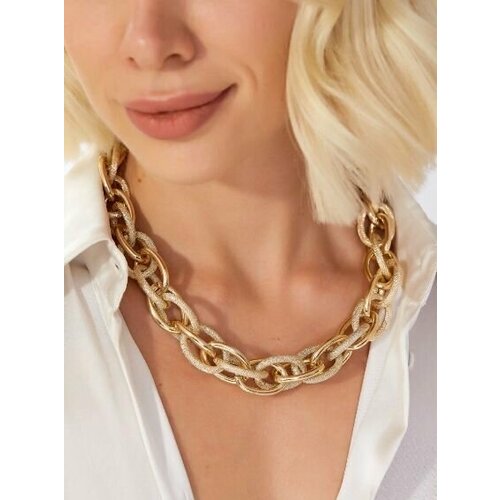 Цепь на шею женская крупная под золото цепочка ожерелье колье чокер
