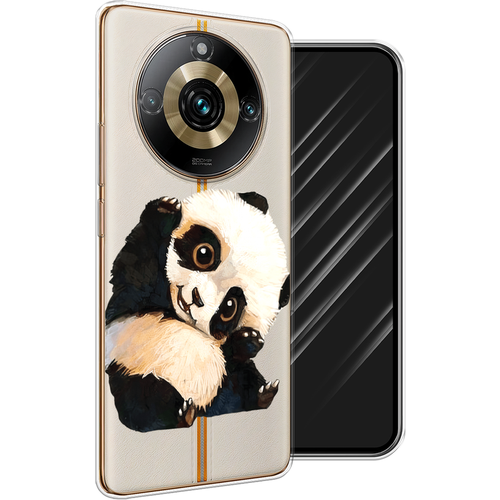 Силиконовый чехол на Realme 11 5G / Реалми 11 5G Большеглазая панда, прозрачный силиконовый чехол на realme 11 5g реалми 11 5g пальмовые ветви арт прозрачный