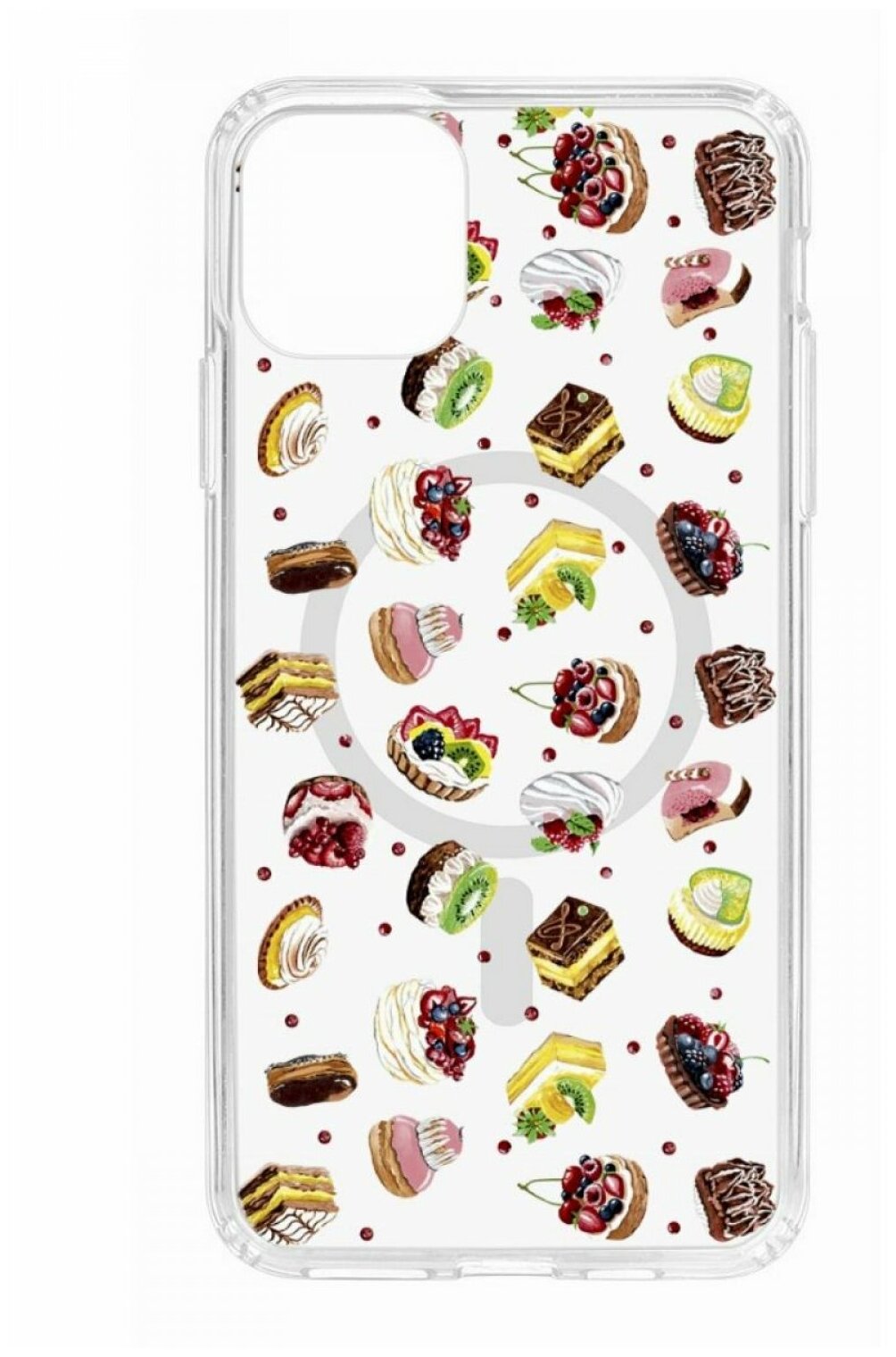 Чехол для iPhone 11 Pro Max Kruche Print MagSafe Cake,противоударный силиконовый бампер с рисунком,пластиковая накладка МагСейф с защитой камеры,кейс