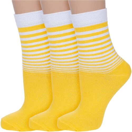 Носки Vasilina, 3 пары, размер 23-25, белый, желтый носки vasilina 3 пары размер 23 25 белый