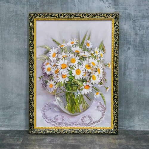 Картина репродукция на стену для интерьера в золотой раме на холсте 70х50 см БИ3