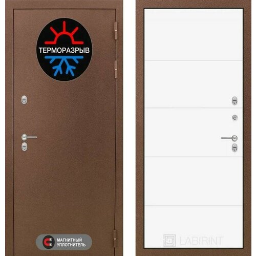 Входная дверь Labirint Термо Магнит 13 Белый софт 880x2050, открывание правое входная дверь labirint термо магнит 13 грей софт серый светлый 880x2050 открывание правое
