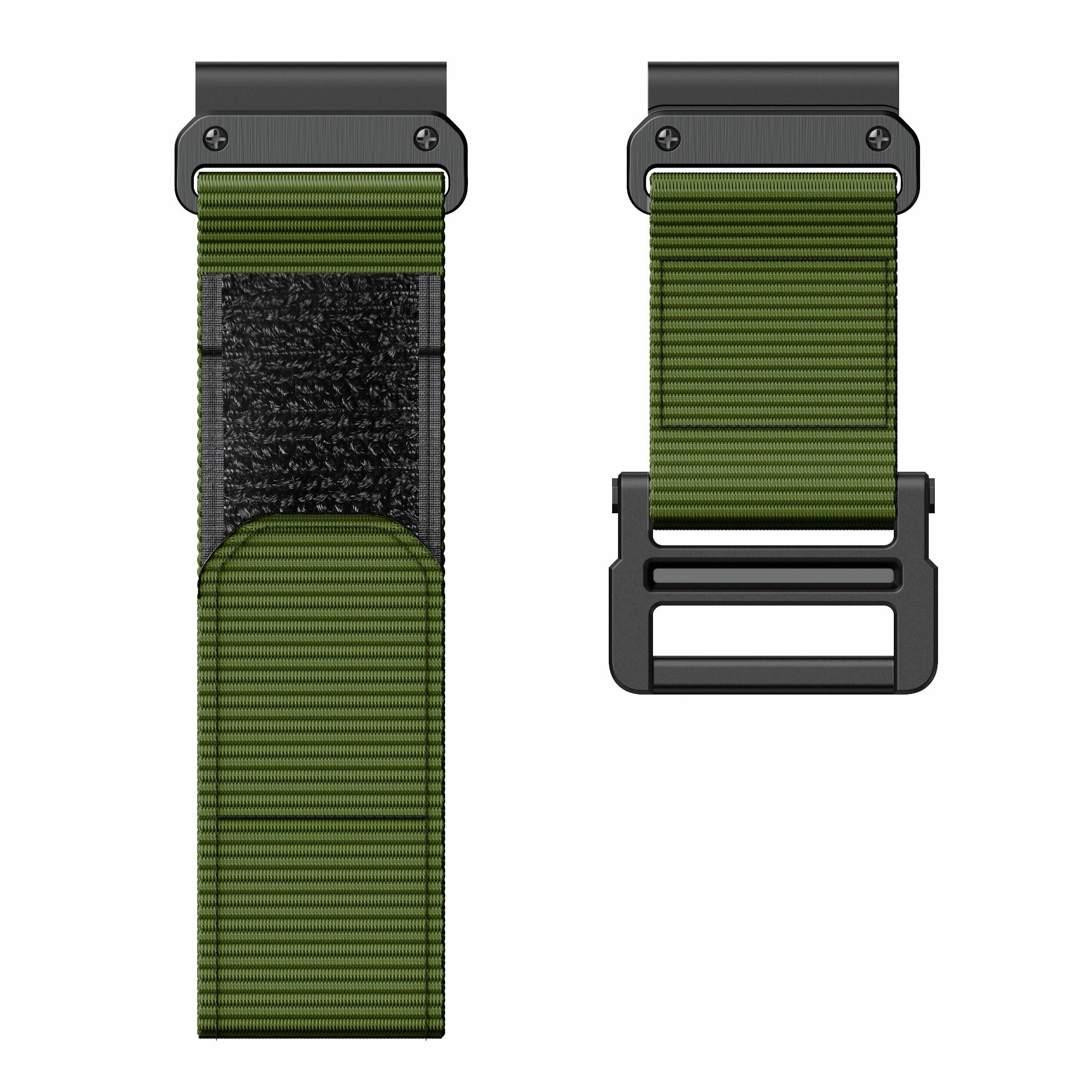Нейлоновый эластичный ремешок 22 мм для Garmin Fenix 7/Fenix 6 Pro/Forerunner 935/945 с креплением - зеленый с черным