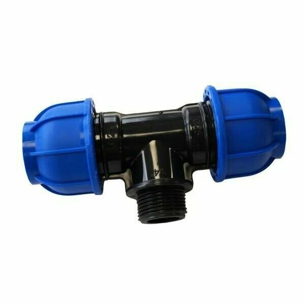 фото Тройник ПНД компрессионный переходной с наружной резьбой 32-1/2-32