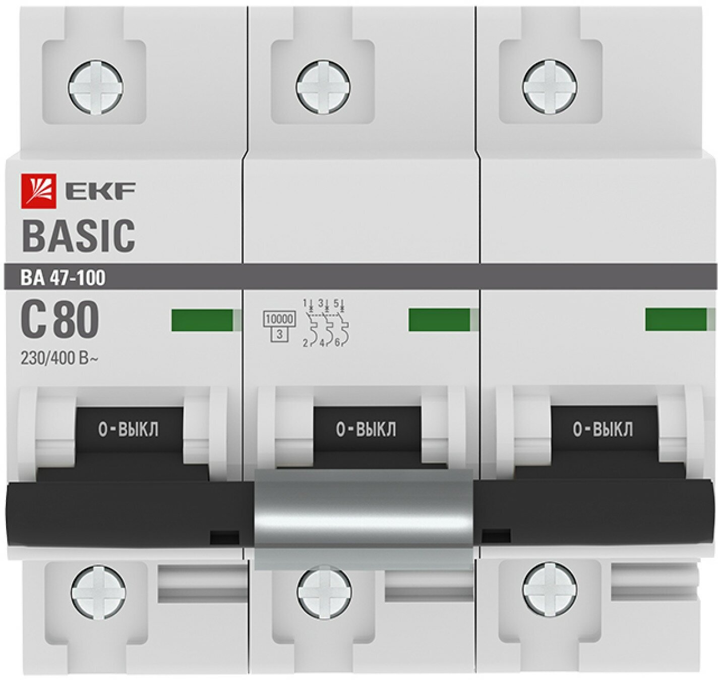 Автоматический выключатель 3P 80А (C) 10kA ВА 47-100 Basic EKF - фото №7