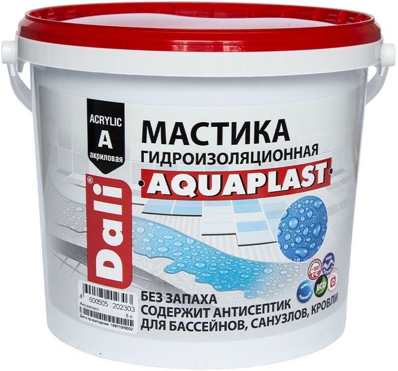 фото Dali мастика Aquaplast гидроизоляционная универсальная акриловая, голубой (5л)