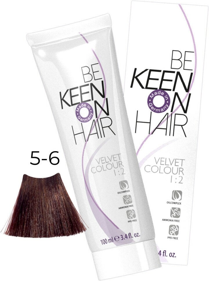 KEEN Be Keen on Hair краска для волос без аммиака Velvet Color, 5.6 hellbraun violett, 100 мл