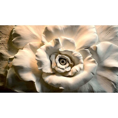 Моющиеся виниловые фотообои GrandPiK Барельеф роза. Гипс, 450х260 см