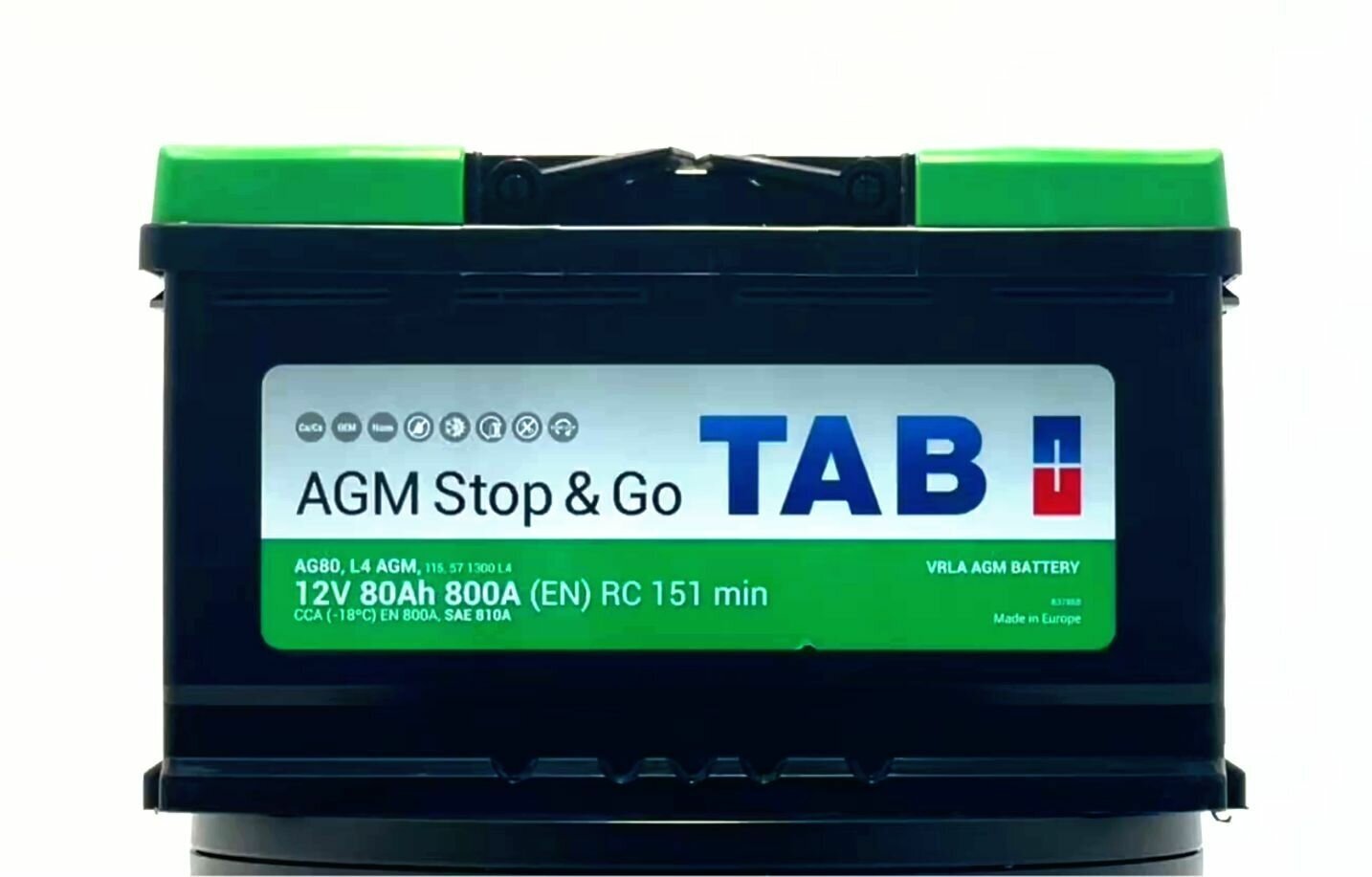 Автомобильный аккумулятор TAB AGM Stop&Go 80 Ah (0) обратная полярность