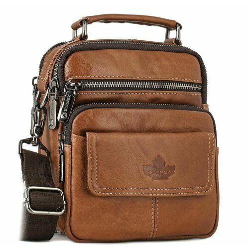 Сумка барсетка ZINIMSK, фактура гладкая, коричневый