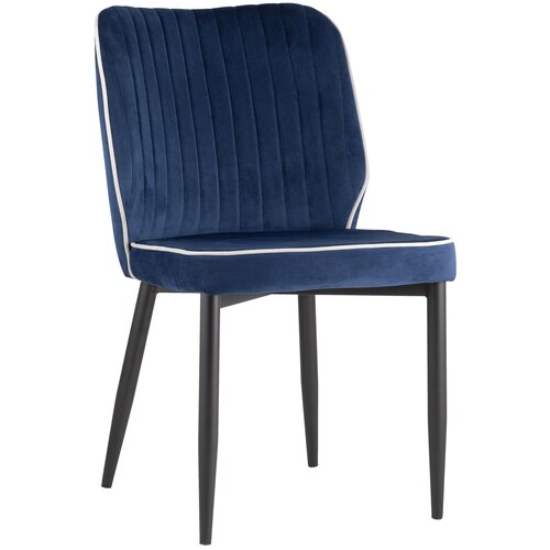 Стул обеденный стул груп Лоренс, вельвет синий, ножки металл, черный матовый