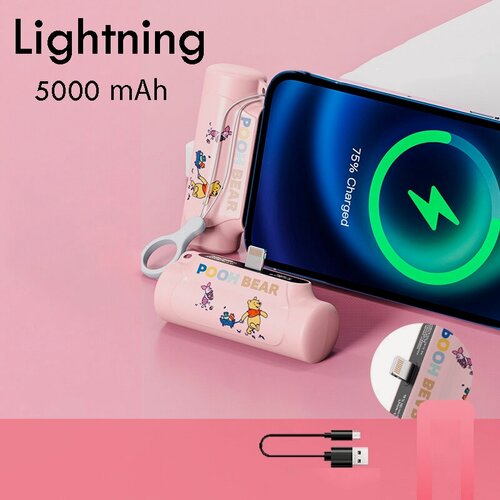 Изображение товара Внешний аккумулятор 5000 mAh Lightning, Powerbank Disney MINI (Розовый)