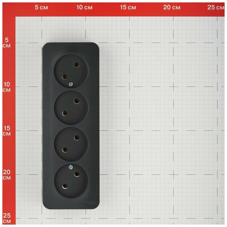 Schneider Electric BLANCA О/У розетка 4-ая без заземления без штор. Изол. ПЛ,16А, 250В, антрацит (2шт) (арт. BLNRA000416) - фотография № 7