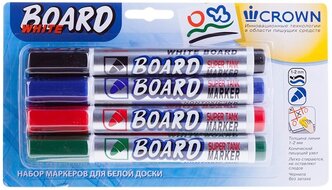 CROWN Набор маркеров для белой доски Multi Board, 4 шт. (CBM-1000-B/ЧСЗК)