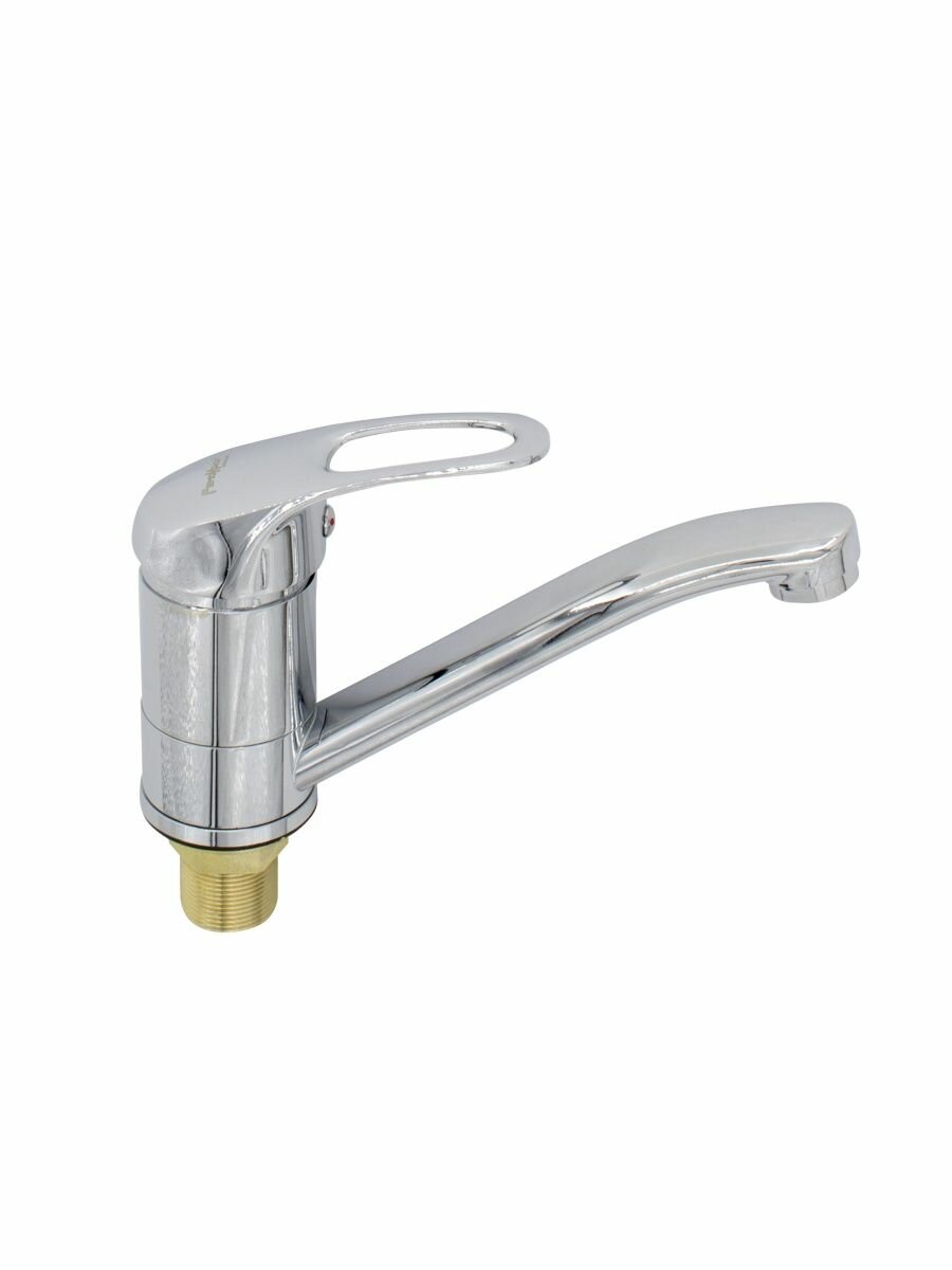 фото Смеситель для мойки латунный усиленный, однорычажный, гусак 15см