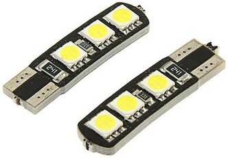 Автолампа светодиодная Cartage, T10 W5W, 12 В, 3 Вт, 6 SMD-5050, набор 2 шт