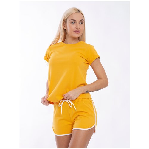 фото Комплект lunarable, шорты, футболка, на завязках, короткий рукав, трикотажная, размер m, белый, черный