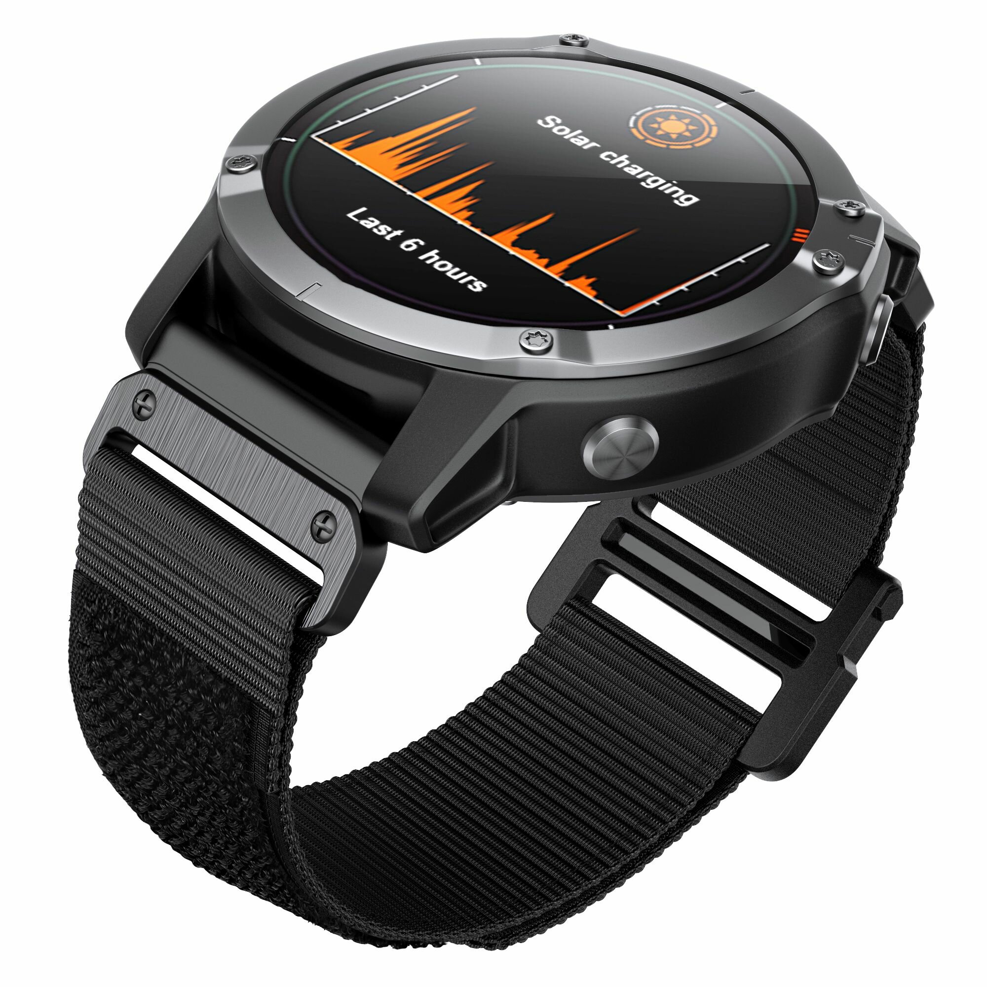 Нейлоновый эластичный ремешок 22 мм для Garmin Fenix 7/Fenix 6 Pro/Forerunner 935/945 с креплением - черный