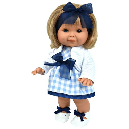 Кукла Lamagik Бетти в клетчатом платье, 30 см, 31109C белый/голубой