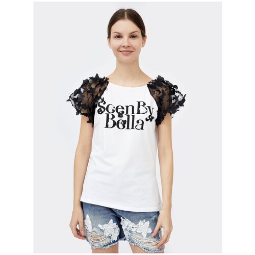 Футболка с рукавами из фатина с декором FRACOMINA RU 46 / EU 40 / M
