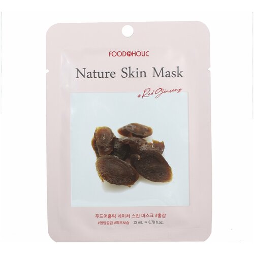 Купить Тканевая маска с экстрактом красного женьшеня Red Ginseng Nature Skin Mask, 23мл, FoodaHolic, 8809348604817