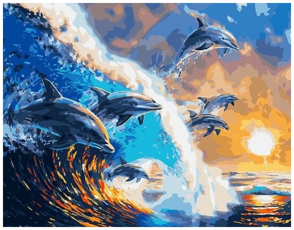 Картина по номерам «Дельфины» 40x50 см Paintboy (Premium)