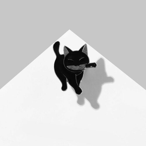 Значок, эмаль, черный printio сумка хитрый кот