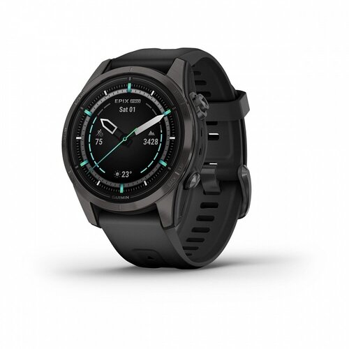 Смарт часы EPIX PRO (Gen 2) Sapphire Edition 42 мм, титановый, угольно-серый, DLC, черный ремешок