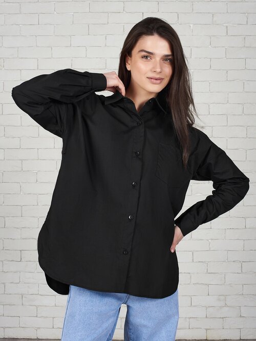 Рубашка , размер оверсайз (42-48), черный