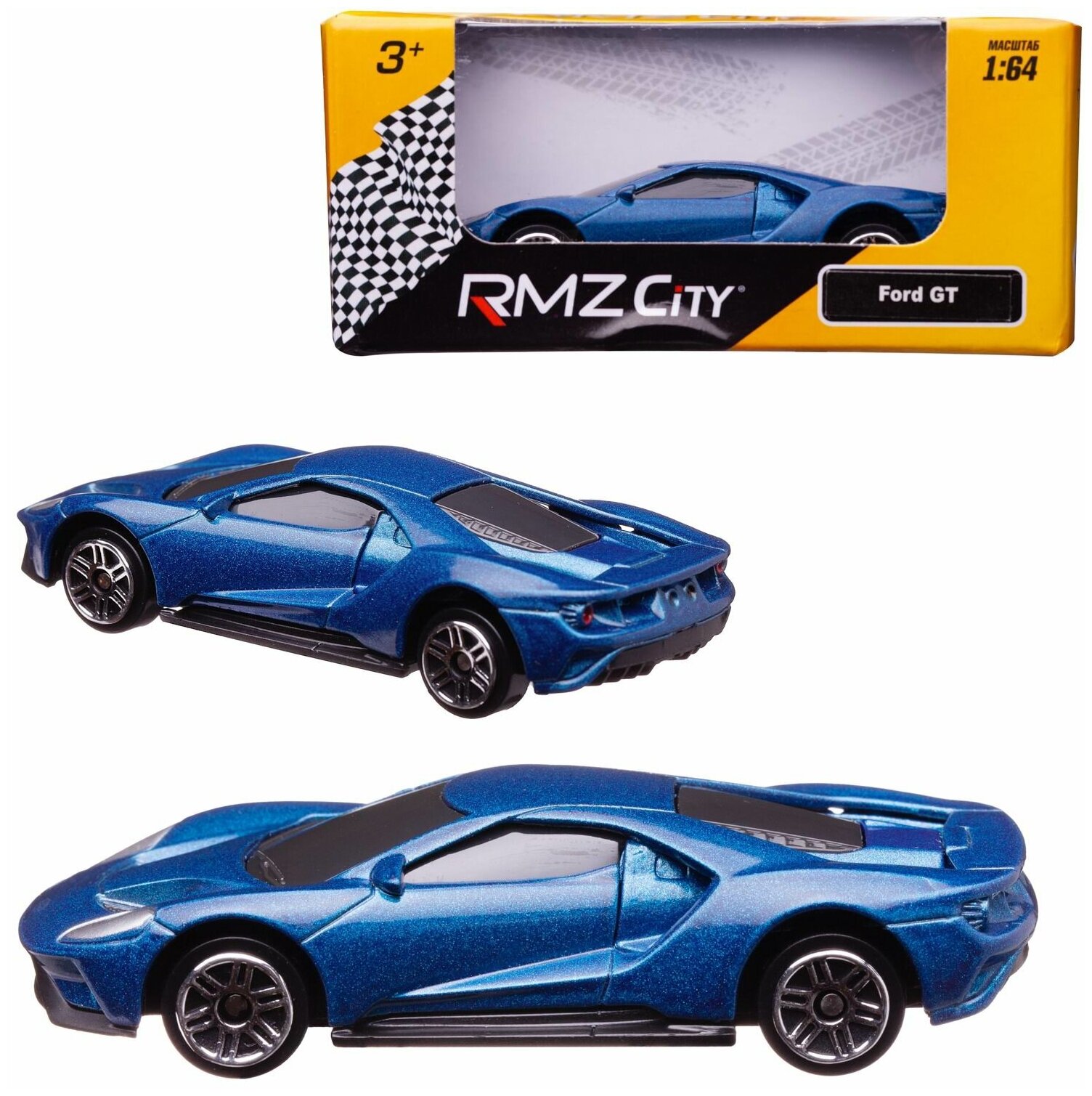 Машинка металлическая Uni-Fortune RMZ City 1:64 Ford GT 2019 (цвет синий)