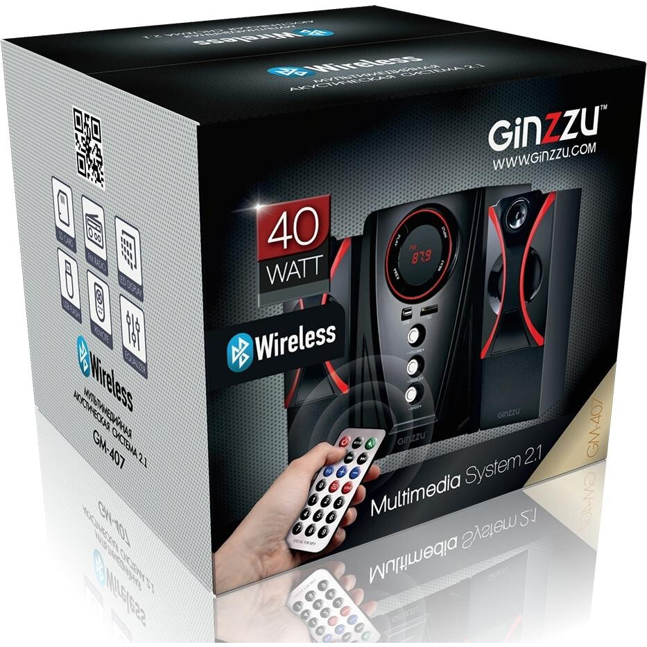 Колонки Bluetooth GINZZU , 2.1, черный, красный - фото №11