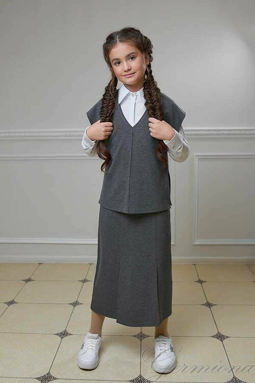 Школьный жилет Гермиона модница, размер 122, серый