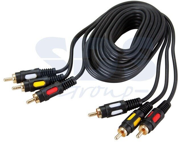 Кабель видео 3xRCA - 3xRCA Rexant 17-0214 Gold (1 штука) 3.0m — фото 1