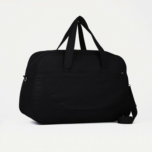 Саквояж 59 см, черный сумка дорожная на молнии наружный карман длинный ремень цвет коричневый