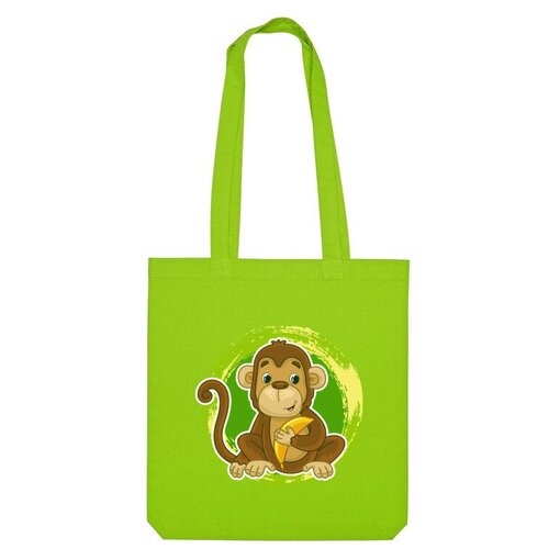 обезьяна с обезьянками Сумка шоппер Us Basic, зеленый