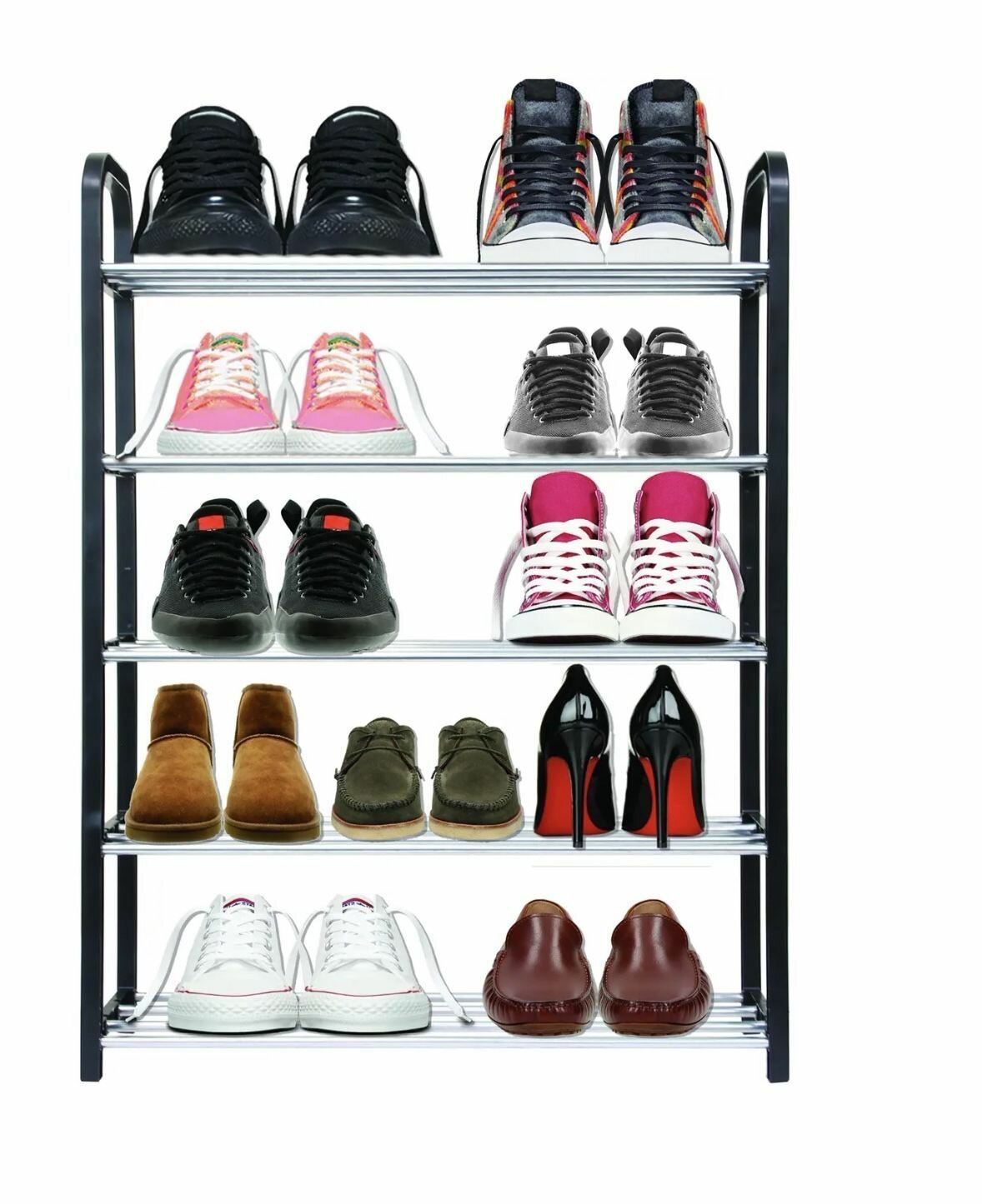 Этажерка для обуви, обувница Gromell Rusa 50x68x18.5 см металл цвет черный 5 ярусов - фотография № 7