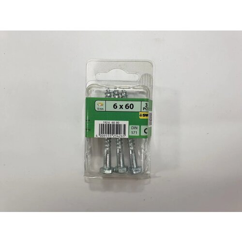 Шуруп по дереву шестигранная голова неполная резьба SW10 DIN 571 6x60 (3 pcs) (в 1уп-10пач.) SWG, Германия