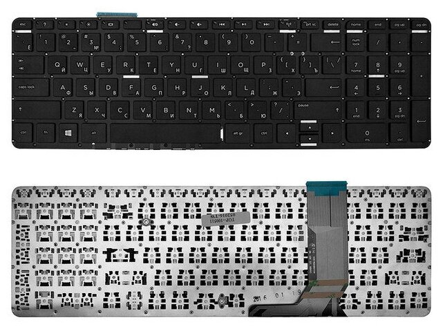 Клавиатура для ноутбука HP 15-j000 17-j000 Series Плоский Enter Черная без рамки PN NSK-CN4BV