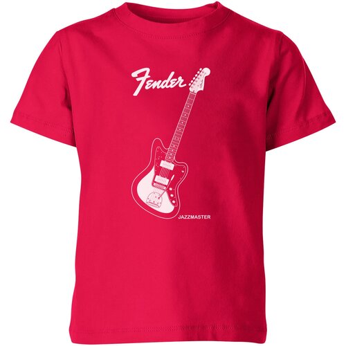 Детская футболка «Fender Jazzmaster. Гитара. Guitar. Фендер. Rock.» (116, темно-розовый)