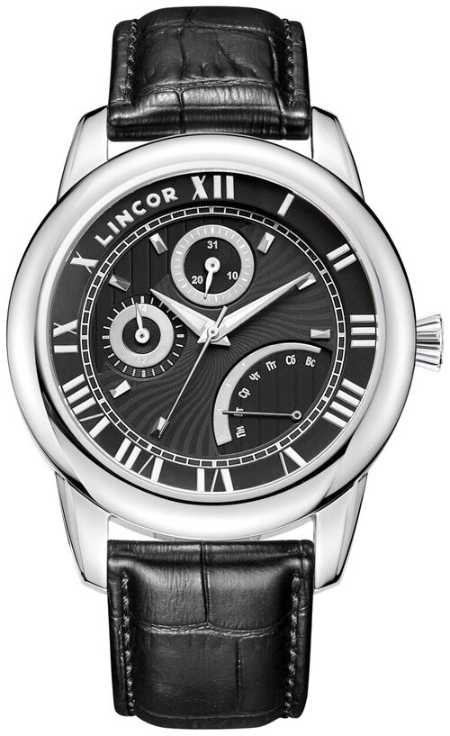 Наручные часы LINCOR 1084S0L3, черный, серебряный