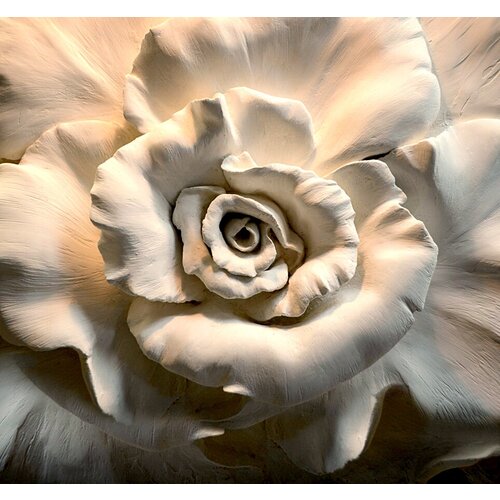 Моющиеся виниловые фотообои GrandPiK Барельеф роза. Гипс, 300х280 см