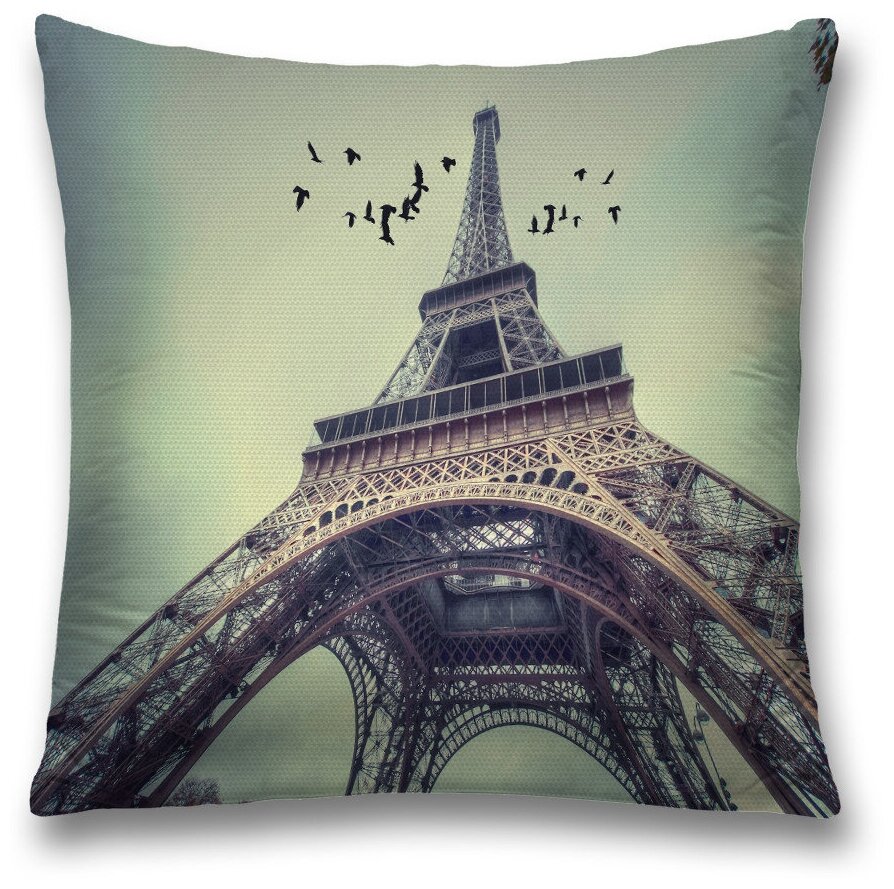 Наволочка декоративная на молнии, чехол на подушку JoyArty "Парижские птицы" 45х45 см
