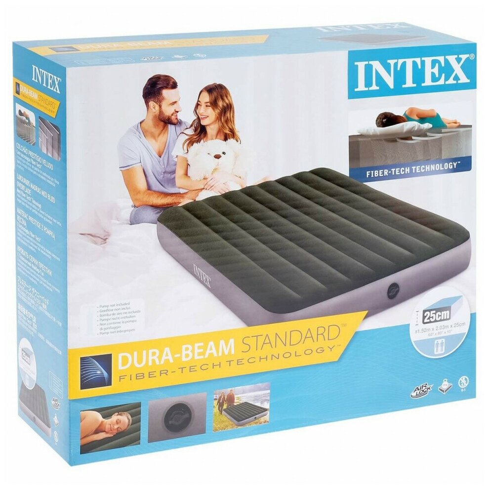 Кровать надувная INTEX 64109 DURA-BEAM PRESTIGE DOWNY, 152x203х25 см - фотография № 5