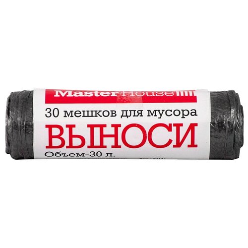 Мешки д/мусора 30л/30шт, 5мк, ПНД, рулон, черные, 