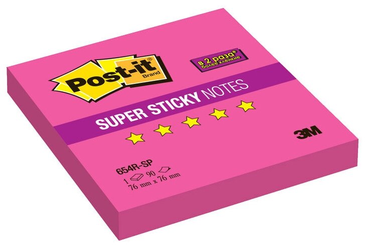  ( ) 3M Post-it Super Sticky, 76x76,  , 90  (654R-SP)