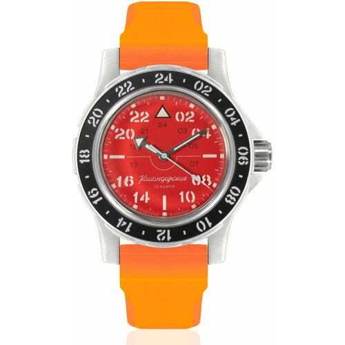 Наручные часы Восток Командирские, оранжевый наручные часы восток командирские механические с автоподзаводом командирские 650858 resin orange оранжевый