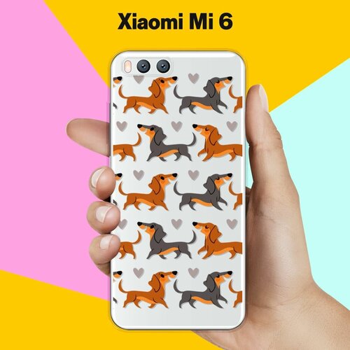 Силиконовый чехол на Xiaomi Mi 6 Узор из такс / для Ми 6 силиконовый чехол узор из такс на xiaomi mi a3