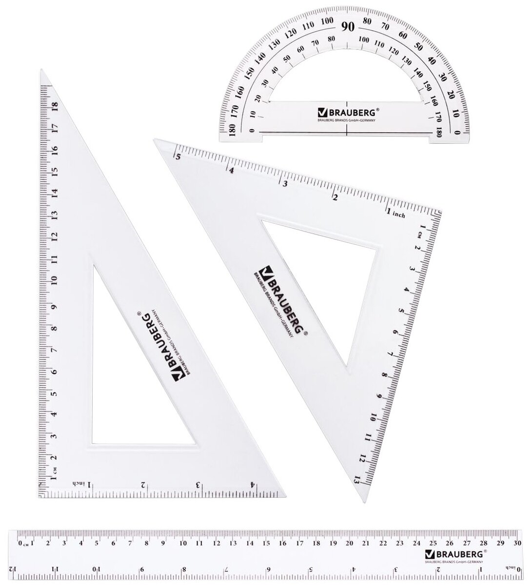 BRAUBERG Набор чертежный большой (210308), прозрачный